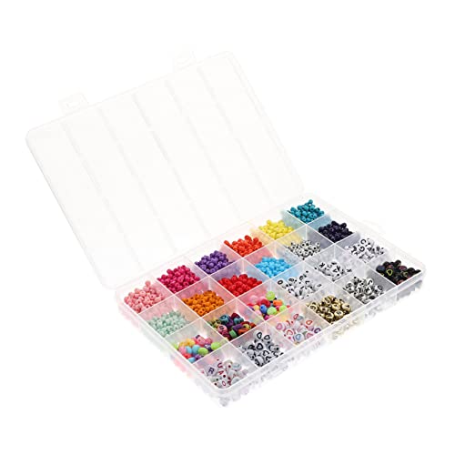 FONDOTIN 1 Schachtel Fächer Box mit Glasperlen Einfarbige Lackierte Buchstabenperlen für DIY Schmuckherstellung Vielseitige Bastelperlen für Armbänder Freundschaftsbänder Schmuckzubehör FONDOTIN 1 Schachtel Fächer Box mit Glasperlen Einfarbige Lackierte Buchstabenperlen für DIY Schmuckherstellung Vielseitige Bastelperlen für Armbänder Freundschaftsbänder Schmuckzubehör von FONDOTIN