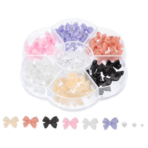 FONDOTIN 1 Schachtel Nail Charms Perlen Schleife Nagel Dekorationen für Maniküre Schmuck mit Zarten Perlen und Einzigartigem Design für Atemberaubende Nagelkunst von FONDOTIN