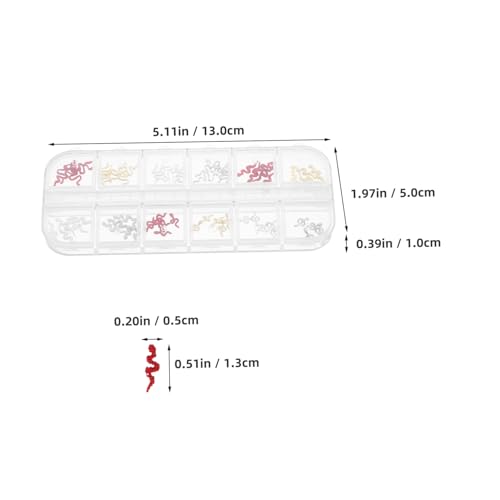 FONDOTIN 1 Schachtel Snake Nail Charms für Frauen mit Einzigartigen Roten Schlangen designs Langlebige Metall nageldekorationen Vielseitig für DIY Maniküre und Nagelkunst Praktische von FONDOTIN