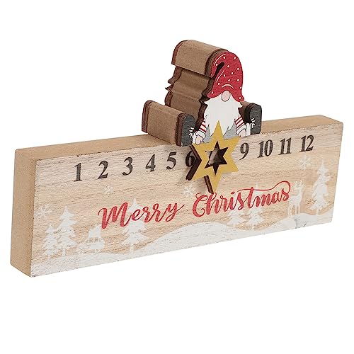 FONDOTIN 1 Stück Weihnachts-Countdown-Kalender weihnachtsdeko weihnachtsgeschenke santa Weihnachtswanddekoration Weihnachtskalender glatter Holzkalender Holzdesktop -Kalender hölzern Khaki von FONDOTIN