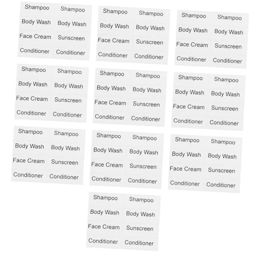 FONDOTIN 10 Blatt Reise Kosmetik Etiketten Aufkleber für Nachfüllflaschen Wiederbeschreibbar Transparente Sticker mit Schwarzer Schrift zur Einfachen Organisation von Shampoo Lotion und von FONDOTIN