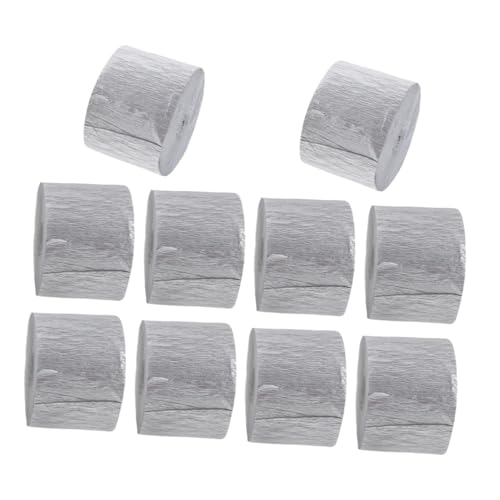 FONDOTIN 10 Rollen Silberne Krepppapier-dekobänder Flexible Langlebige Party Hochzeits-streamers zum Einfachen Aufhängen Vielseitig Einsetzbar für Geburtstags Festdeko von FONDOTIN