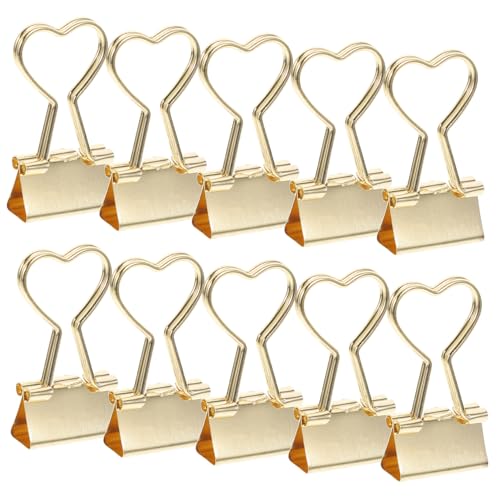FONDOTIN 10 Stück Metall Büroklammern Goldfarbene und Binder Clips Multifunktionale Dokumentenklammern für Büro Schule und Zuhause Rostfrei Praktisch und Dekorativ von FONDOTIN
