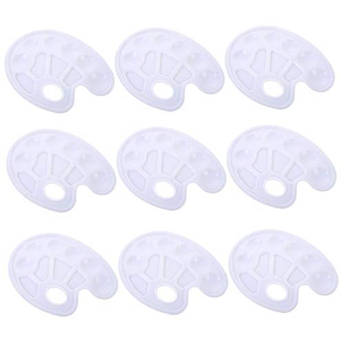 FONDOTIN 10 Stück Palette Farbtablett Emaille Kunst Tabletts Handwerk Teller Lieferungen kleine Farbwanne Lackplatte Farbhalterschale Farbmischtablett zum Malen Farbwannen Plastik Weiß von FONDOTIN