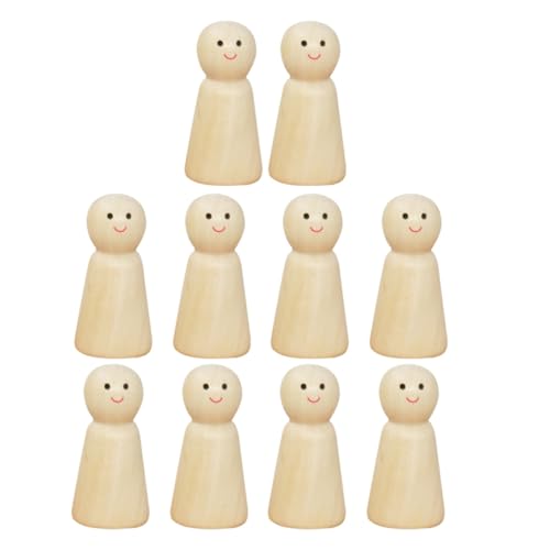 FONDOTIN 10 Stück Teiliges DIY Holzfiguren zum Bemalen Kleine Blanko Holzpuppen für Kreative Bastelsets für Geburtstag Kunstprojekte Heimdekoration und Familienaktivitäten von FONDOTIN