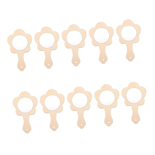 FONDOTIN 10 Stück Teiliges DIY Holzspiegel Bastelset für Kleine Handliche Spiegel aus Holz Blanko Malspiegel zum Bemalen und Dekorieren Pädagogisches Kreativmaterial für Kindergarten und von FONDOTIN