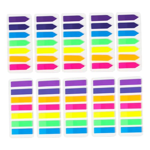 FONDOTIN 10 Stück Teiliges Fluoreszierendes Index Aufkleber Selbstklebend Transparent Wasserfest Wieder Repositionierbar Markierungsform und Streifenform zum Markieren von Büchern Notizen von FONDOTIN