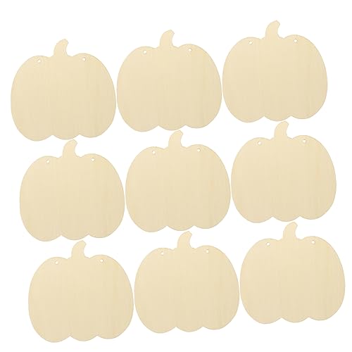 FONDOTIN 10 Stück Teiliges Hängende Holz Pumpkin Tags DIY Bastelmaterial für Halloween Dekoration Glatte Oberfläche Wiederverwendbare Kürbis Holzanhänger für Tür Fenster und Partydeko von FONDOTIN