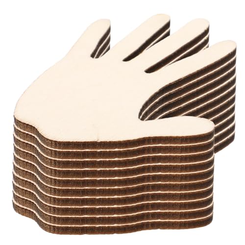 FONDOTIN 10 Stück Teiliges Handförmiger Holz Dekorationen DIY Holzornamente zum Bemalen und Basteln Natürliche Holzfiguren für Heimdeko Party und Hochzeitsdekoration von FONDOTIN