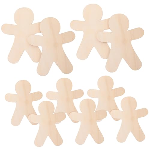 FONDOTIN 10 Stück Teiliges Holz Lebkuchenmann Deko zum Selbstgestalten Glatte Oberfläche Blanke Weihnachtsanhänger für DIY Bastelarbeiten Party und Weihnachtsbaumdeko Naturbelassen von FONDOTIN
