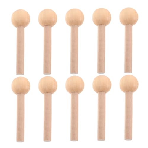 FONDOTIN 10 Stück Teiliges Holzrundstäbe Massivem Buchenholz Runde Enden für Sicheres Basteln Naturbelassen Glatte Oberfläche Langlebige Pegboard Haken für Stecktafel Zubehör Vielseitig von FONDOTIN