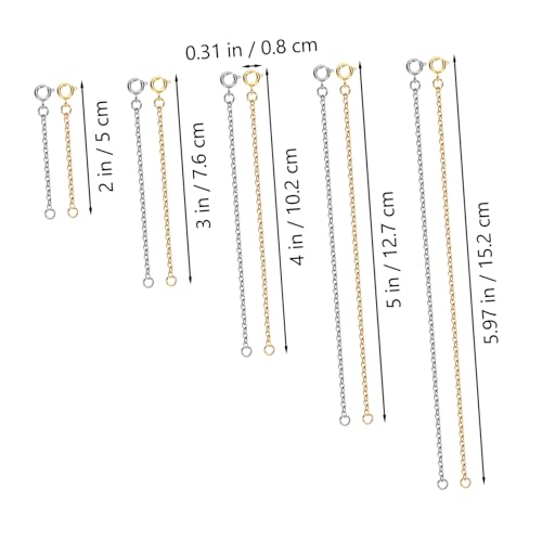 FONDOTIN 10 Stück Teiliges Kupfer Kettenverlängerungen in Gold und Silber Verlängerungsketten für Halsketten Armbänder und Fußkettchen Vielseitig Einsetzbar für DIY Schmuckherstellung FONDOTIN 10 Stück Teiliges Kupfer Kettenverlängerungen in Gold und Silber Verlängerungsketten für Halsketten Armbänder und Fußkettchen Vielseitig Einsetzbar für DIY Schmuckherstellung von FONDOTIN