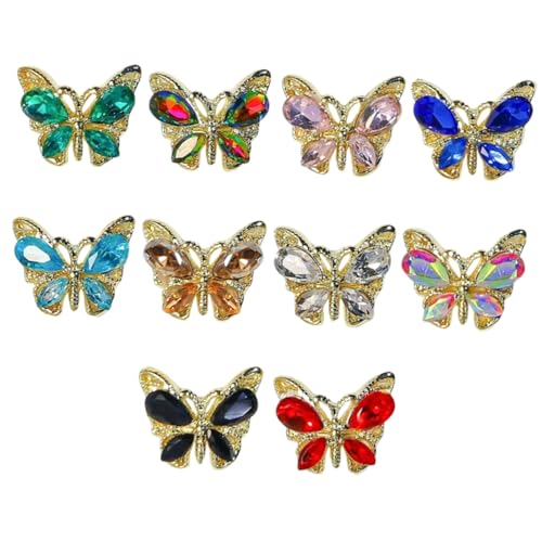 FONDOTIN 10 Stück Teiliges Nagel charms Schmetterling Strasssteine Nail Art Zubehör für Maniküre Langlebig Leicht Glänzend für Nageldesign und Besondere Anlässe von FONDOTIN