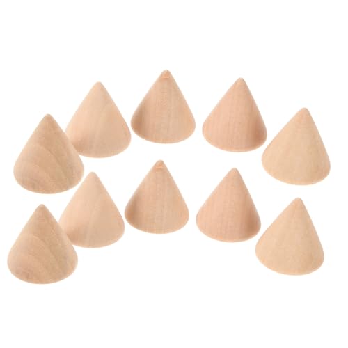 FONDOTIN 10 Stück Teiliges Naturbelassene Holzkegel DIY Bastelzubehör Konische Holzornamente zum Bemalen Dekorieren und Schmuckständer für Ringe Hochzeiten und Kreative Projekte von FONDOTIN