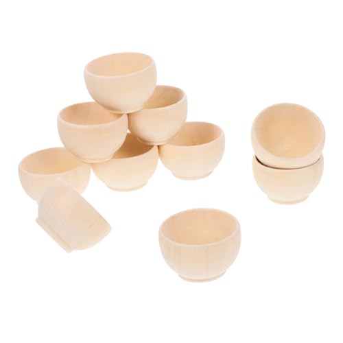 FONDOTIN 10 Stück Teiliges Naturbelassene Holzschalen zum Bemalen Runde Blanke Holzteller für DIY Bastelprojekte Kreative Dekoration für Hochzeit Party und Heimgebrauch Glatte Oberfläche von FONDOTIN