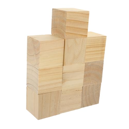 FONDOTIN 10 Stück Teiliges Naturbelassener Holzwürfel Hochwertigem Birkenholz Präzise Geschnittene Glatte Holzblöcke zum Basteln Malen und DIY Projekte Quadratische Holzbausteine für von FONDOTIN