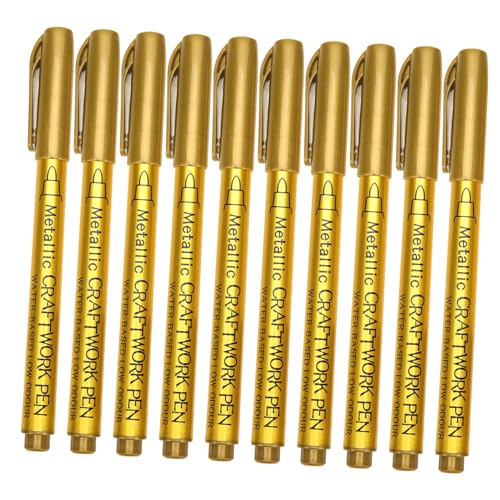 FONDOTIN 10 Stück Teiliges Ölbasierte Metallic Paint Marker Goldfarben Schnelltrocknend Langlebig für Holz Textil DIY Handwerk Künstler Anfänger FONDOTIN 10 Stück Teiliges Ölbasierte Metallic Paint Marker Goldfarben Schnelltrocknend Langlebig für Holz Textil DIY Handwerk Künstler Anfänger von FONDOTIN
