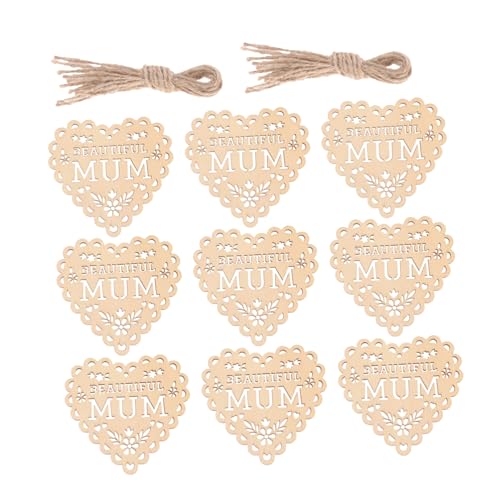 FONDOTIN 10 Stück Teiliges Pendelset zum Muttertag Natürliche Holzhängedeko mit Filigranem Ausschnitt Vielseitig für Tür Wand und Fensterdekoration Kreative DIY Holzdeko für Fest und von FONDOTIN