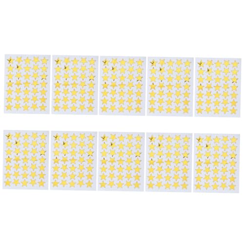 FONDOTIN 10 Stück Teiliges Selbstklebende PVC Sternaufkleber Goldene Fünfzackige Belohnungssticker für Wiederablösbar Motivierend für Schule Notizbücher Karten und Bastelprojekte von FONDOTIN