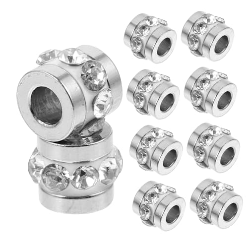 FONDOTIN 10 Stück Teiliges Strass Spacer Perlen aus Edelstahl Weiß Langlebig Verblassungsfrei für DIY Schmuckherstellung Armbänder Halsketten Modische Perlenzubehör für Kreative Designs FONDOTIN 10 Stück Teiliges Strass Spacer Perlen aus Edelstahl Weiß Langlebig Verblassungsfrei für DIY Schmuckherstellung Armbänder Halsketten Modische Perlenzubehör für Kreative Designs von FONDOTIN