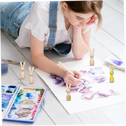 FONDOTIN 10 Stück Teiliges Unbemalte Holz Hasen Peg Dolls Glatte DIY Holzfiguren zum Bemalen Kreative Osterdeko und Kleine Wand und Regaldekoration für Bastelprojekte FONDOTIN 10 Stück Teiliges Unbemalte Holz Hasen Peg Dolls Glatte DIY Holzfiguren zum Bemalen Kreative Osterdeko und Kleine Wand und Regaldekoration für Bastelprojekte von FONDOTIN