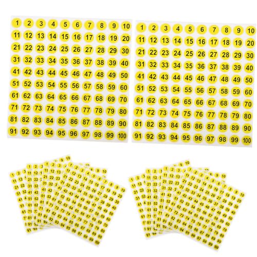 FONDOTIN 100 Blatt Selbstklebende Zahlenaufkleber Rund Wasserfest Gelb mit Schwarzer Schrift Haftet für Zuhause Büro Schule Veranstaltungen FONDOTIN 100 Blatt Selbstklebende Zahlenaufkleber Rund Wasserfest Gelb mit Schwarzer Schrift Haftet für Zuhause Büro Schule Veranstaltungen von FONDOTIN