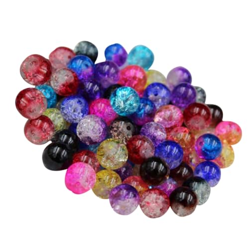 FONDOTIN 100 Stück Bunte Glasperlen Set Crack Design DIY Schmuck Zubehör für Armbänder Basteln Schmuckherstellung Perlen Auffädeln Handgefertigt Zufällige Farbe Zufällige Farbe von FONDOTIN