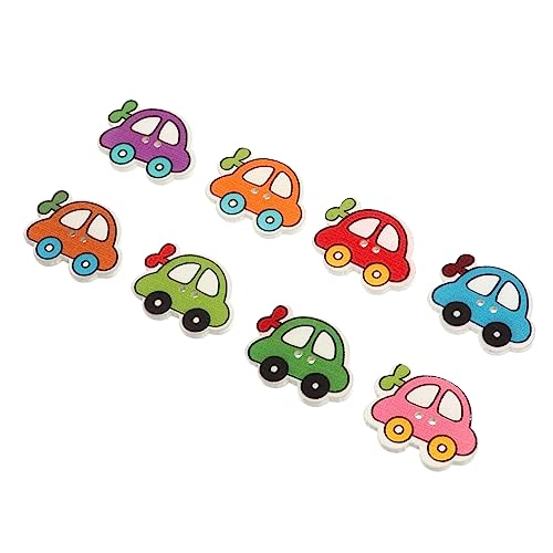 FONDOTIN 100 Stück Bunte Holz Nähknöpfe für DIY Projekte Kreative Auto Designs Langlebig und Vielseitig Einsetzbar für Kleidung Scrapbooking und Party Dekoration von FONDOTIN