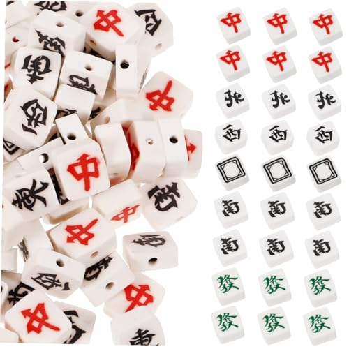 FONDOTIN 100 Stück DIY Mahjong Perlen aus Polymer Clay Robuste und Farbechte Spacer Perlen für Schmuckherstellung Leichte Glatte Oberfläche für Armbänder und Halsketten Kinderfreundlich FONDOTIN 100 Stück DIY Mahjong Perlen aus Polymer Clay Robuste und Farbechte Spacer Perlen für Schmuckherstellung Leichte Glatte Oberfläche für Armbänder und Halsketten Kinderfreundlich von FONDOTIN