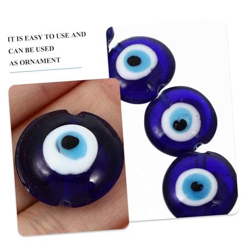 FONDOTIN 100 Stück Flache Türkische Glasperlen Evil Eye Anhänger Doppelseitige Blaue Künstliche Augen für DIY Schmuckherstellung Langlebige Eyeball Perlen zum Auffädeln und Basteln von FONDOTIN