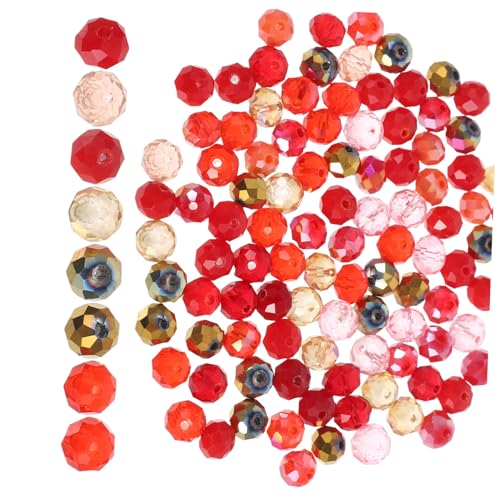 FONDOTIN 100 Stück Glasperlen für DIY Schmuckherstellung Facettierte Rote Schmuckperlen Vielseitig für Armband Charms Halsketten Spacer Langlebig und Auffädelbar von FONDOTIN