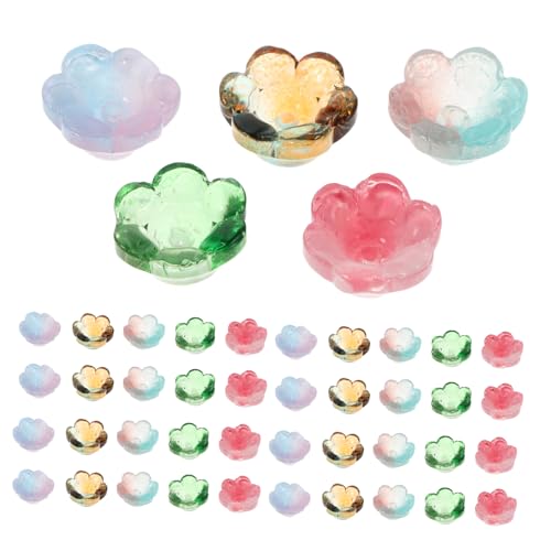 FONDOTIN 100 Stück Handgeperlte Schmuckperlen Mit Loch Vintage Blumenperlen Blumen Lampwork Perlen Glockenblumenanhänger Blumenperlen Für Halsketten Lilienblumenanhänger Farbverlaufs von FONDOTIN