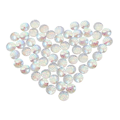 FONDOTIN 100 Stück Harzbohrer Fischskalen Meerjungfrau-Perlen schillernder Schmuck Flatback-Anhänger Bastelzauber Meerjungfrau-Charme Harzschmuck herstellen Cabochons aus Harz Plastik Weiß von FONDOTIN