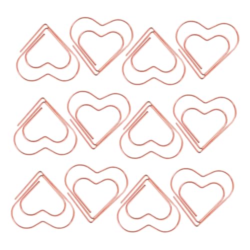 FONDOTIN 100 Stück Herz Büroklammern Roségold Metall Mini Lesezeichen Clips zum Organisieren von Dokumenten und Bastelarbeiten für Büro Schule und Zuhause von FONDOTIN
