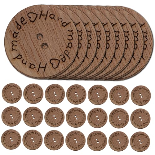 FONDOTIN 100 Stück Holzknöpfe Doppellochig Stabile DIY Bastelknöpfe Handgefertigt Vielseitig Verwendbar für Nähen Stricken Scrapbooking Kleidung Zubehör von FONDOTIN