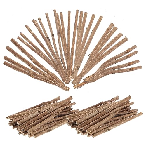 FONDOTIN 100 Stück Lange Teebaum Holzstäbchen mit Durchmesser für DIY Bastelprojekte und Fotorequisiten Naturholzfarbe von FONDOTIN