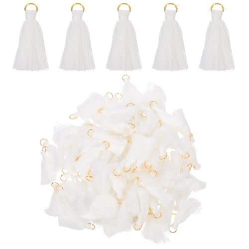 FONDOTIN 100 Stück Mini Quasten Anhänger Langlebige Schmuck Troddeln in Elegantem Weiß für DIY Schmuckherstellung Armbänder Halsketten Ohrringe und Dekorationen von FONDOTIN