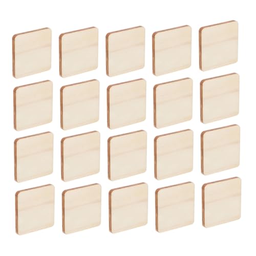 FONDOTIN 100 Stück Quadratische Holzrohlinge Naturbelassene DIY Holzstücke zum Basteln Bemalbare Holzblöcke für Kreative und Handwerksprojekte Sichere Holzmaterialien von FONDOTIN