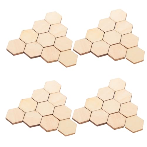 FONDOTIN 100 Stück Sechseckige Holzstücke Packung Buchenholz für DIY Bastelprojekte Hochzeits und Weihnachtsdekorationen Kreative Handwerksornamente von FONDOTIN