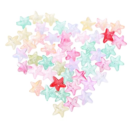 FONDOTIN 100 Stück Teiliges DIY Perlen Sternform Bunte Glasperlen Schmuck Spacer für Armbänder Halsketten Basteln Kreativ Zubehör von FONDOTIN