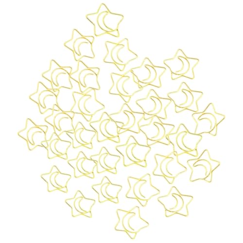 FONDOTIN 100 Stück Teiliges Metallklammern Sternform Kleine Flexible Büroklammern für Büro Basteln und Lesen Stabile Metallclips in Gold Praktische Papierhalter für Zuhause und Büro von FONDOTIN