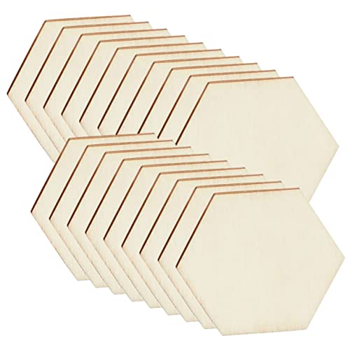 FONDOTIN 100 Stück Teiliges Sechseckiges Holzscheiben Unbehandelte Naturholzstücke Robust und Bruchfest für DIY Bastelprojekte Scrapbooking und Heimdekoration von FONDOTIN