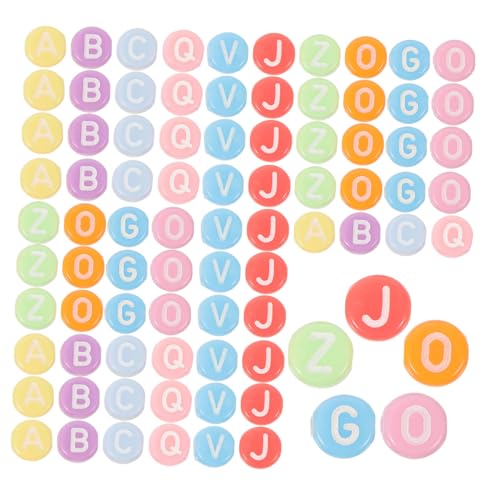 FONDOTIN 100Stücke Acrylbuchstabenperlen Bunte DIY Alphabetperlen für Schmuckherstellung für Armbänder und Kreative Bastelprojekte von FONDOTIN