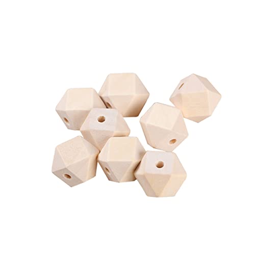 FONDOTIN 100Stücke DIY Holzperlen Unfertige Holzperlen Naturfarbe Achtkantige Spacerperlen für Schmuckherstellung und Bastelprojekte Hochwertige Bastelperlen für Erwachsene von FONDOTIN