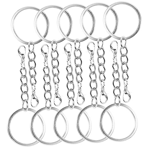 FONDOTIN 100Stücke Schlüsselanhänger mit Sicherheitsverschluss Metall Schlüsselanhänger mit Kette Schlüsselringe für Herren für Schlüsselorganisation von FONDOTIN