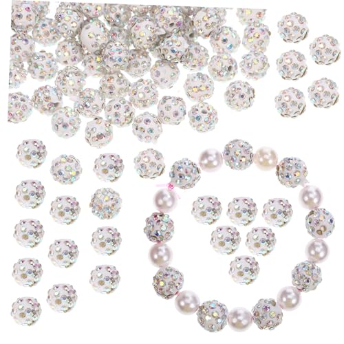 FONDOTIN 100Stücke Strass Perlen für DIY Armbänder Funkelnde Disco Kugelperlen Bastelperlen zum Auffädeln Schmuckherstellung und Dekoration Vielseitige Strassperlen von FONDOTIN
