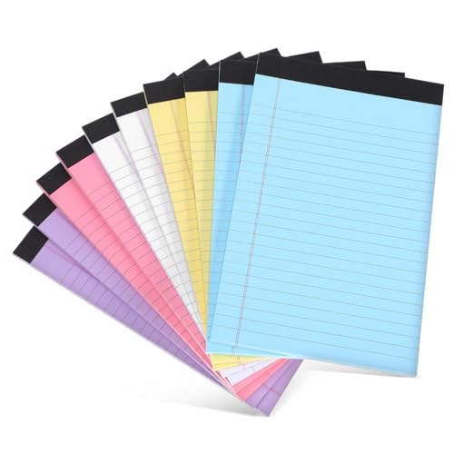 FONDOTIN 10Er-Packung Notizblöcke Farbige Linierten College Notebooks Dickes Papier ohne Durchbluten Einfache Blattentnahme Kompakte Schreibpads für Büro und Schule von FONDOTIN