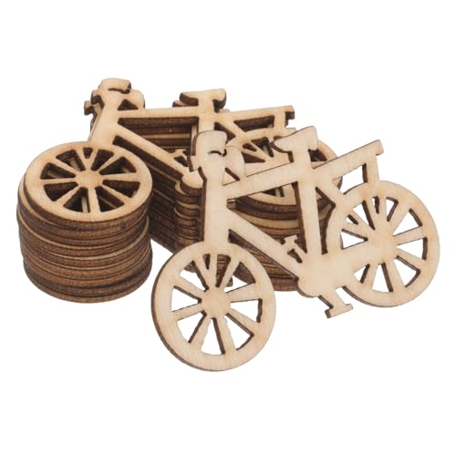 FONDOTIN 10Stücke Fahrrad Holzornamente Handgefertigte DIY Holzausschnitte Natürlichem Holz Dekorative Bastelarbeiten für Robust und Langlebig für Projekte von FONDOTIN