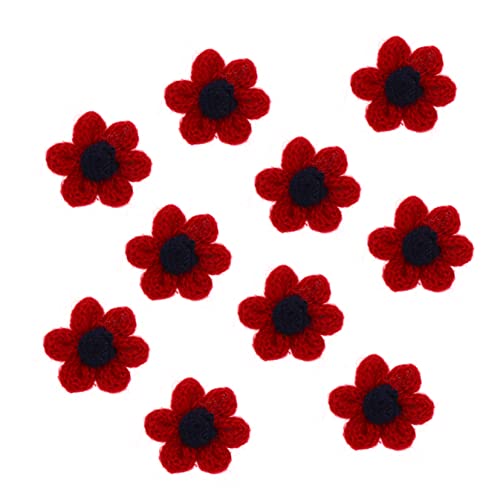 FONDOTIN 10Stücke Handgemachte Wollblumen Für DIY Haarschmuck Bastelmaterialien Für Stoffdekorationen Weinrot Für Blumenornamente Und Haarnadeldekoration von FONDOTIN