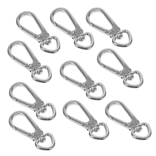 FONDOTIN 10Stücke Karabinerhaken Schlüsselanhänger mit Profi Klauenverschluss für DIY Taschen Hundehalsbänder und Mehr Langlebig und Tragbar Silberfarben von FONDOTIN